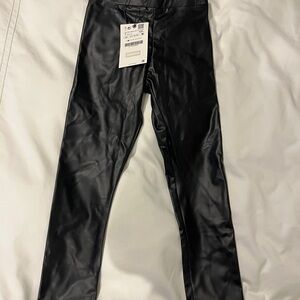 Zara Kids Shiny Black Faux Leather Leggings
